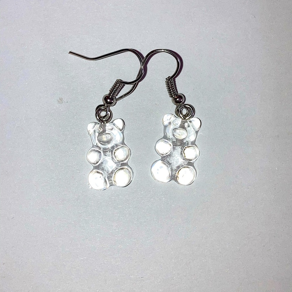 Clear White Gummy Bear Earrings